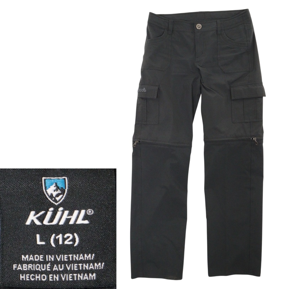 KUHL Convertible Cargo Hiking Pants Outdoor Trail Recco Gorpcore Black Kids L 12